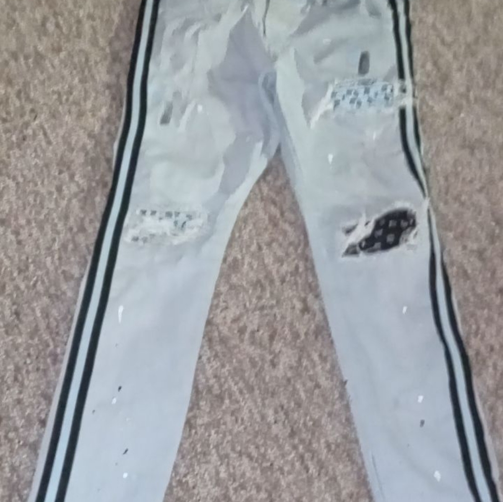Blue and white men's Bandanna jeans